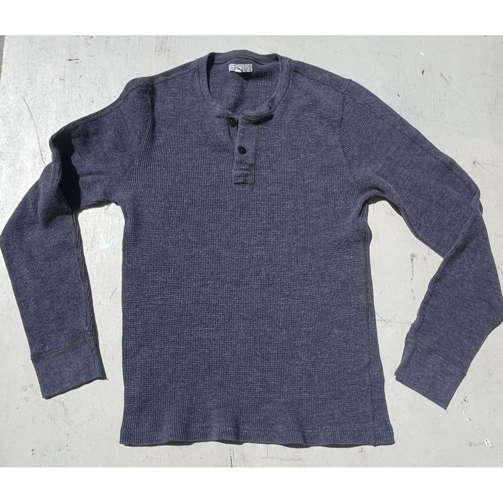 Men's Wallace and Barnes Shirt Blue Henley M Waffle Knit Preppy Classic J Crew